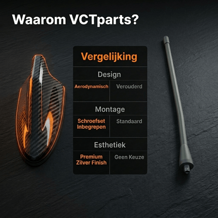 VCTparts Universele Haaienvin Autoradio Antenne Carbon – Stijlvolle AM/FM Antenne voor Auto's met Eenvoudige Installatie NORGOS 3