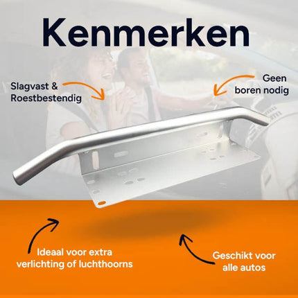 VCTparts VCTparts Universele Zilveren Bullbar Kentekenhouder Beugel – Voorbumper Nummerplaat Frame voor LED Bar en Offroad Verlichting NORGOS 3