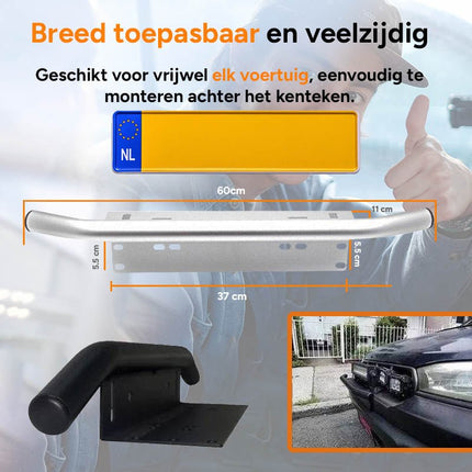 VCTparts VCTparts Universele Zilveren Bullbar Kentekenhouder Beugel – Voorbumper Nummerplaat Frame voor LED Bar en Offroad Verlichting NORGOS 5
