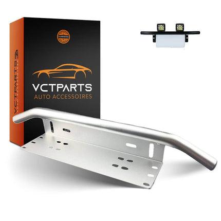 VCTparts VCTparts Universele Zilveren Bullbar Kentekenhouder Beugel – Voorbumper Nummerplaat Frame voor LED Bar en Offroad Verlichting NORGOS 1
