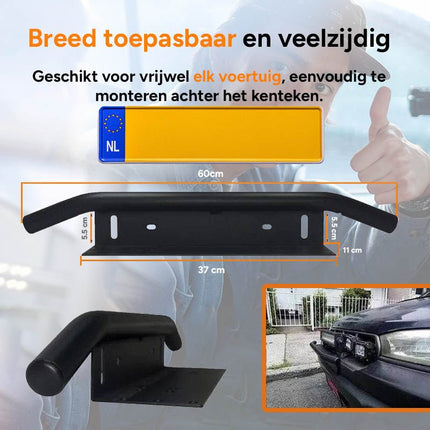 VCTparts VCTparts Universele Zwarte Bullbar Kentekenhouder Beugel – Voorbumper Nummerplaat Frame voor LED Bar en Offroad Verlichting NORGOS 8