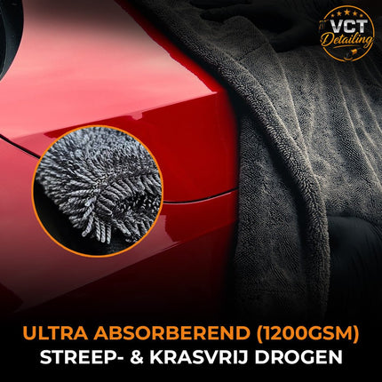 VCTdetailing Absorberende Zachte Droogdoek voor een Streeploos Resultaat 1200gsm Groot (50 x 80cm) Grijs - VCTparts.nl