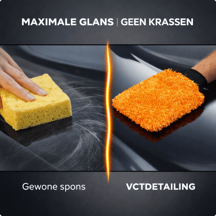 VCTdetailing Auto Reinigings Washandschoen Washmitt met Absorberende Microvezel voor Streeploos Glansresultaat Oranje - VCTparts.nl