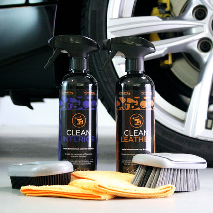 VCTdetailing Clean Interior Interieurreiniger, Clean Leather Leer/Alcantara Reiniger, Interieur Borstel en Huisdieren Haren Verwijder Tool met Microvezel Doek - VCTparts.nl