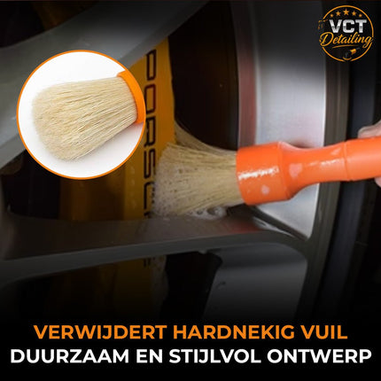 VCTdetailing Extra Stevige Velgen Detail Kwast van Zwijnhaar voor Hardnekkig Vuil Oranje - VCTparts.nl