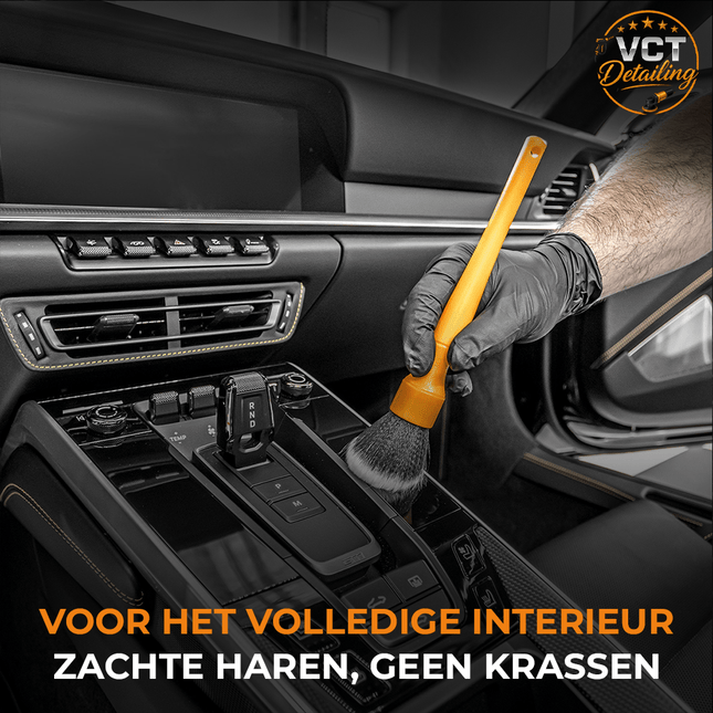 VCTdetailing Ultrazachte Interieur Detail Kwast voor Krasvrije Reiniging Oranje - VCTparts.nl