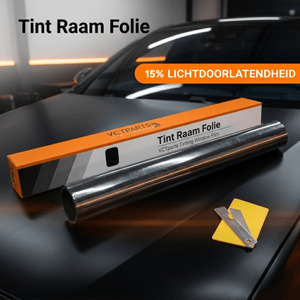 VCTparts Auto Raamfolie 15% Tint 50x300cm - Zonwerende Privacy Folie voor Autoruiten Warmtewerend UV Beschermend Zwart - VCTparts.nl
