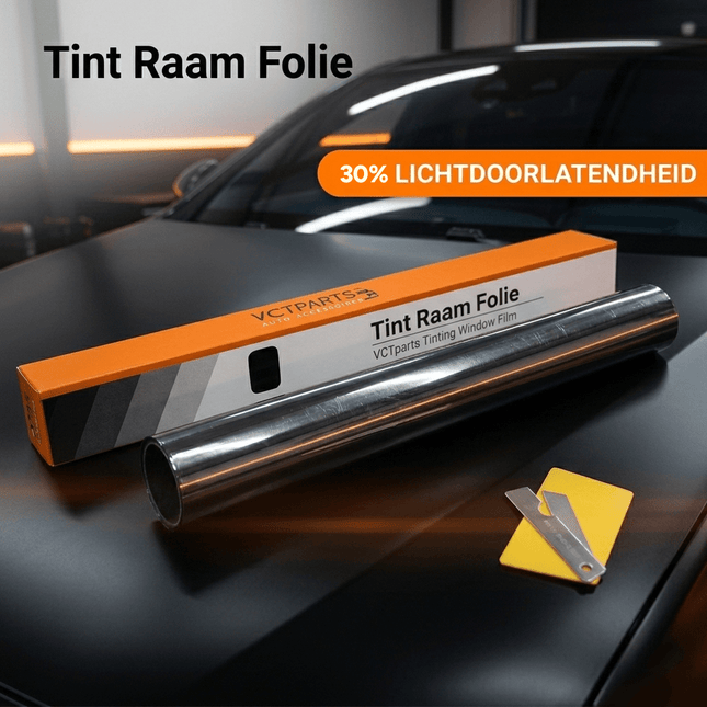 VCTparts Auto Raamfolie 30% Tint 50x300cm - Zonwerende Privacy Folie voor Autoruiten Warmtewerend UV Beschermend Zwart - VCTparts.nl