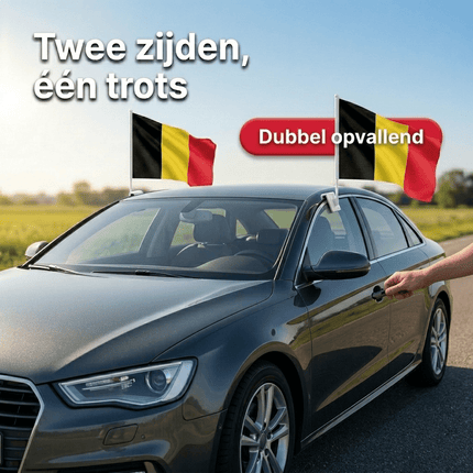 VCTparts Belgische Autovlaggen Set 2 Stuks – België Vlag Auto – 30 x 45 cm – Inclusief Raamhouders – WK 2026 Rode Duivels Supporters NORGOS 2