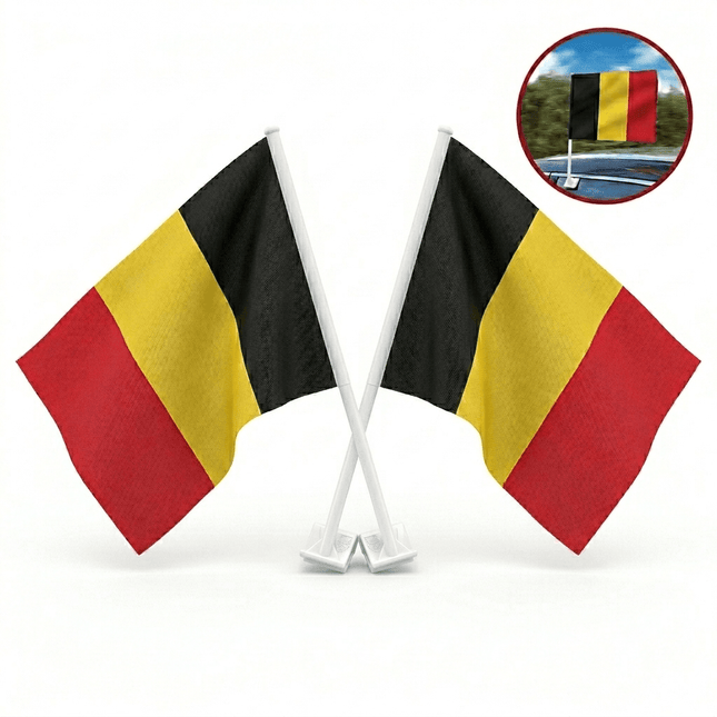 VCTparts Belgische Autovlaggen Set 2 Stuks – België Vlag Auto – 30 x 45 cm – Inclusief Raamhouders – WK 2026 Rode Duivels Supporters NORGOS 1