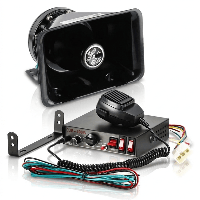 VCTparts CJB - 200W 120dB Auto Sirene Set – Professionele Politie Sirene Speaker met Microfoon en 9 Tonen 200W 12V 24V Heavy Duty NORGOS 1