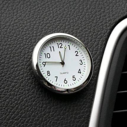 Analoog Mini Dashboard Auto Klokje Zelfklevend - Wit Chrome - VCTparts.nl