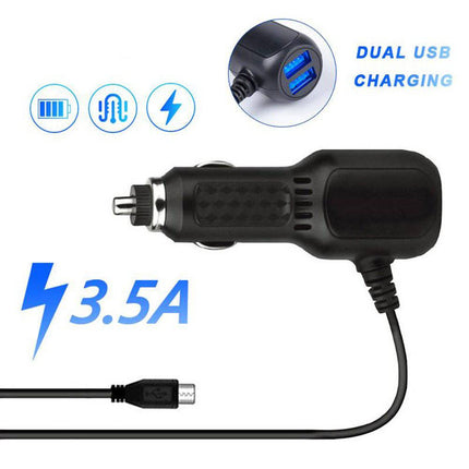 Auto Dashcam Voeding Kabel Micro USB met 2 USB-A Poorten [3.5M 12v/24v] - VCTparts.nl