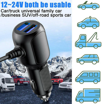 Auto Dashcam Voeding Kabel Micro USB met 2 USB-A Poorten [3.5M 12v/24v] - VCTparts.nl
