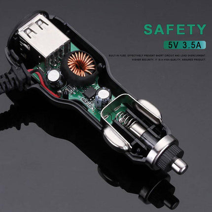 Auto Dashcam Voeding Kabel Mini USB met 2 USB-A Poorten [3.5M 12v/24v] - VCTparts.nl