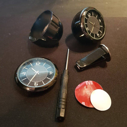 Chique Auto Klokje Opplakbaar en Clip - Dashboard Clock Tijd Zwart - VCTparts.nl