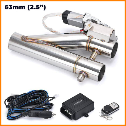 Elektrische Uitlaat Kleppensysteem 2.5inch 63mm Bypass Universeel Draadloos met Afstandsbediening - Dubbele Pijp met Klem - VCTparts.nl