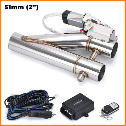 Elektrische Uitlaat Kleppensysteem 2inch 51mm Bypass Universeel Draadloos met Afstandsbediening- Dubbele Pijp met Klem - VCTparts.nl