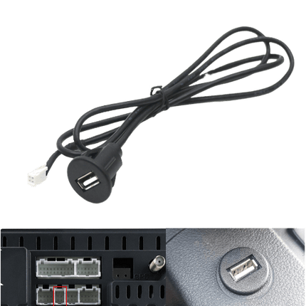 Inbouw 4-pin naar USB Verlangkabel Convertor 100cm Midden Console Dop voor Autoradio naar Telefoon [Verlengsnoer Interface] - VCTparts.nl