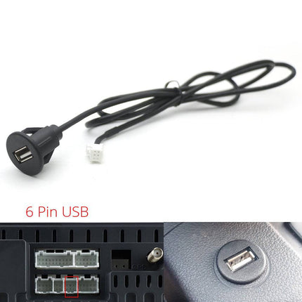 Inbouw 6-pin naar USB Verlangkabel Convertor 100cm Midden Console Dop voor Autoradio naar Telefoon [Verlengsnoer Interface] - VCTparts.nl