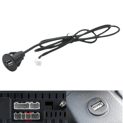 Inbouw 6-pin naar USB Verlangkabel Convertor 100cm Midden Console Dop voor Autoradio naar Telefoon [Verlengsnoer Interface] - VCTparts.nl
