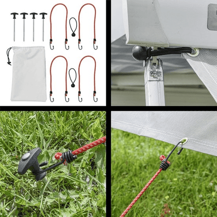 Lichtgrijze Luifel Zonwering 380x200cm - UV-bescherming en Windscherm voor Kamperen en Camper - VCTparts.nl