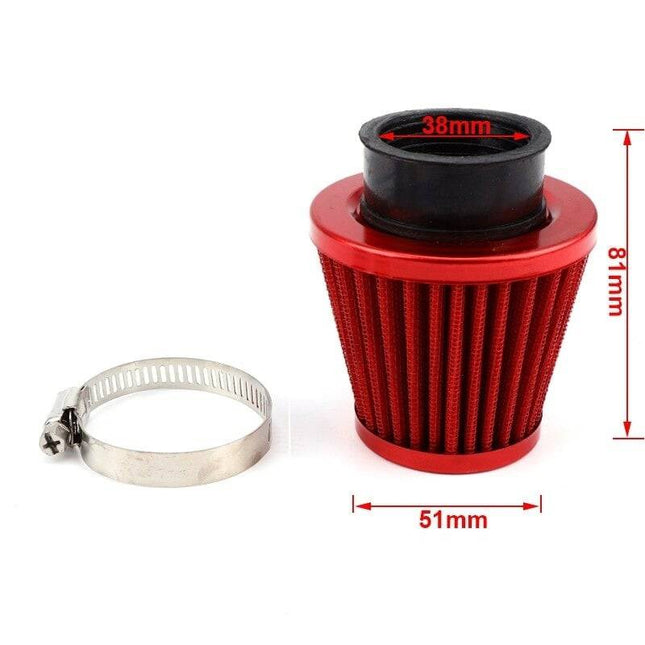 Motorbike - Crossmotor Open Luchtfilter Blauw - Sport Filter (38mm) [sportfilter powerfilter universeel] - VCTparts.nl