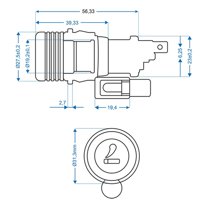 Sigarettenaansteker Inbouw-Doos met Verlichting 12V 24V Universeel - VCTparts.nl