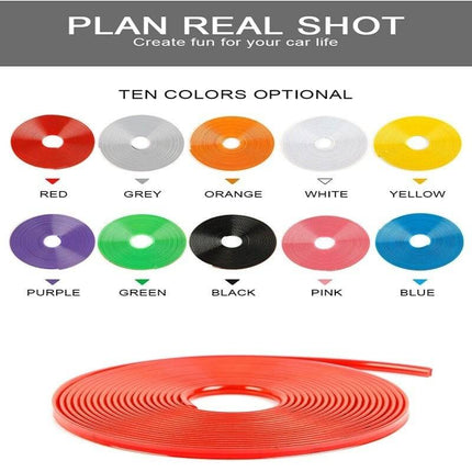 Velgen Bescherming Flexibele Decoratie Strip met Tape Geel (8 meter) - VCTparts.nl