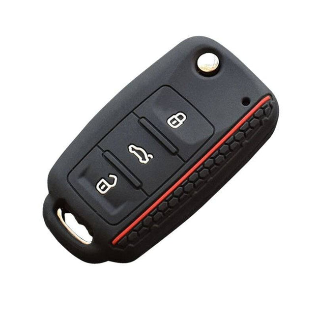 Volkswagen Sleutel Hoes Siliconen Cover zwart Rood [Polo - Golf - Passat] - VCTparts.nl