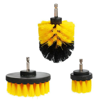 Wielreinigingsborstels - Velgenborstel Reiniging Schoonmaken Scrubber voor Boormachine 3 stuks Geel - VCTparts.nl