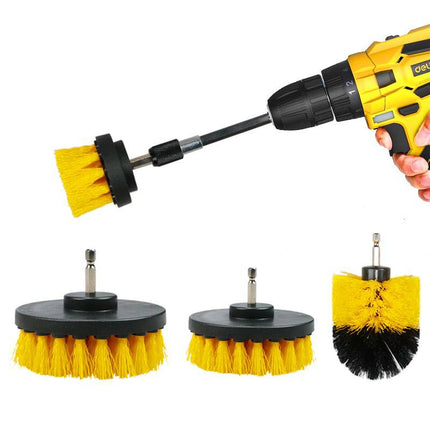Wielreinigingsborstels - Velgenborstel Reiniging Schoonmaken Scrubber voor Boormachine 3 stuks Geel - VCTparts.nl