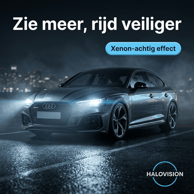 VCTparts HaloVision Halogeen Koplampen H1 – 12V 3000Lm 5500K Koud Wit – Blauw Glas Super White Dimlicht Grootlicht Halogeenlampen Set van 2 Autolampen HaloVision 2