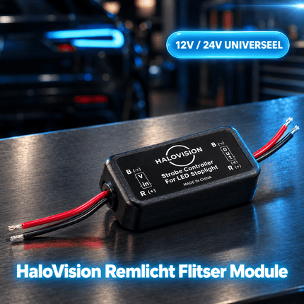 VCTparts Halovision Remlicht Flitser Module 5x Knipperen dan Constant 12V 24V - LED Remlicht Knipper Module Strobe Controller voor Derde Remlicht met Kortsluitbeveiliging NORGOS 2