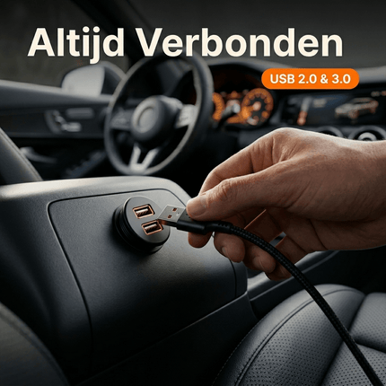 VCTparts Inbouw Dubbele USB Verlengkabel 100cm – Dashboard Dop met Wartel Auto USB 2.0 3.0 Converter voor Autoradio en Telefoon in Middenconsole Interface NORGOS 4