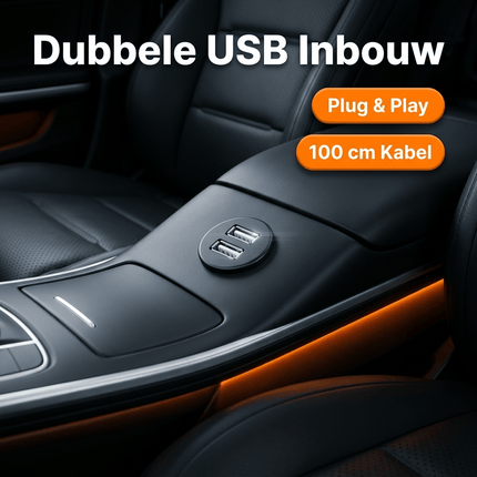 VCTparts Inbouw Dubbele USB Verlengkabel 100cm – Dashboard Dop met Wartel Auto USB 2.0 3.0 Converter voor Autoradio en Telefoon in Middenconsole Interface NORGOS 2