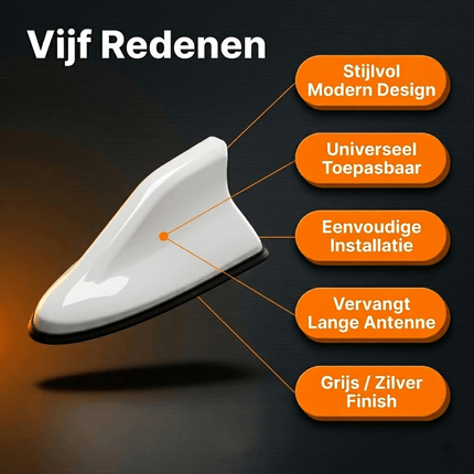 VCTparts VCTparts Universele Haaienvin Autoradio Antenne Wit - Shark Fin AM FM Dakantenne Auto Universeel met Eenvoudige Installatie Moderne Upgrade NORGOS 5