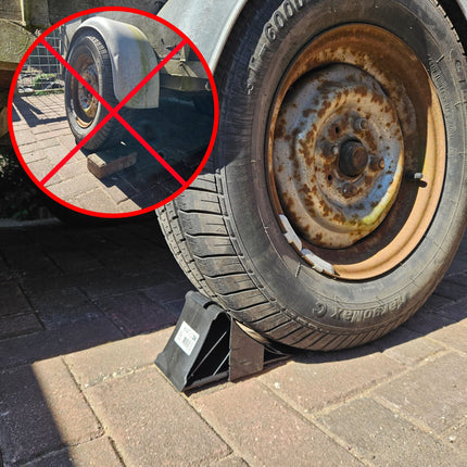 VCTparts Wielkeg Wielblok Klem Bandenstopper Rolstopper Incl. Houder Kunststof Zwart PAT Europe 2