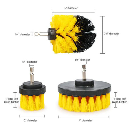 VCTparts Wielreinigingsborstels - Velgenborstel Reiniging Schoonmaken Scrubber voor Boormachine 3 stuks Geel NORGOS 5