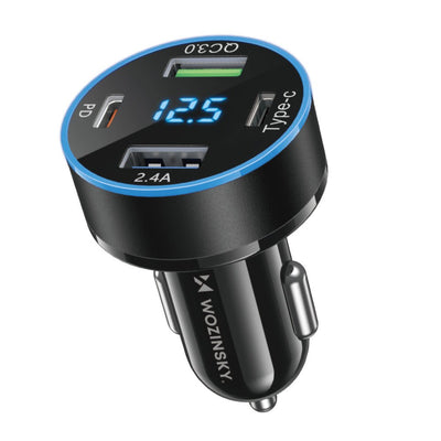 Wozinsky Autoladegerät 50W 2x USB-C 2x USB-A mit Display und Schnellladefunktion 4 Anschlüsse für mehrere Geräte