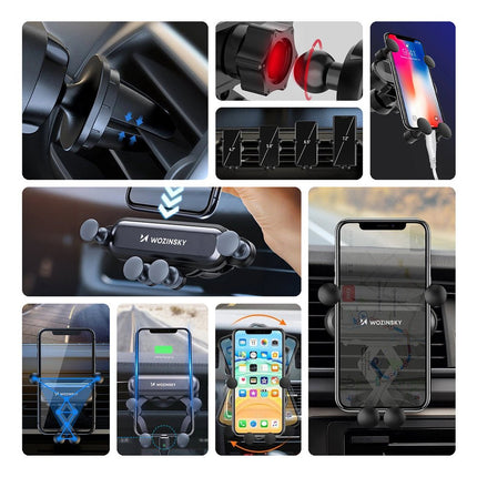 Wozinsky Wozinsky WCH - 05 Gravity Telefoonhouder voor Luchtrooster Auto Zwart Hurtel 8