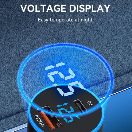 Wozinsky WDCCAC USB C USB A 36W Autolader Snellader met Display Zwart - VCTparts.nl