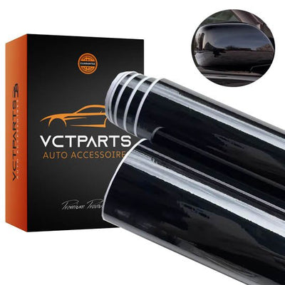 Schwarze, glänzende Vinylfolie 150 x 50 cm – Selbstklebende Autofolie für Spiegel, Karosserie und Autoteile