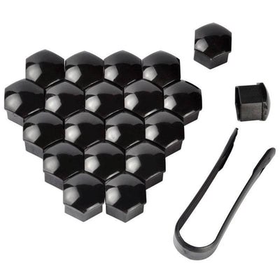 Schwarze Radschraubenradmutterkappen Schutzdeckel 20 Stück - 21mm (Set)